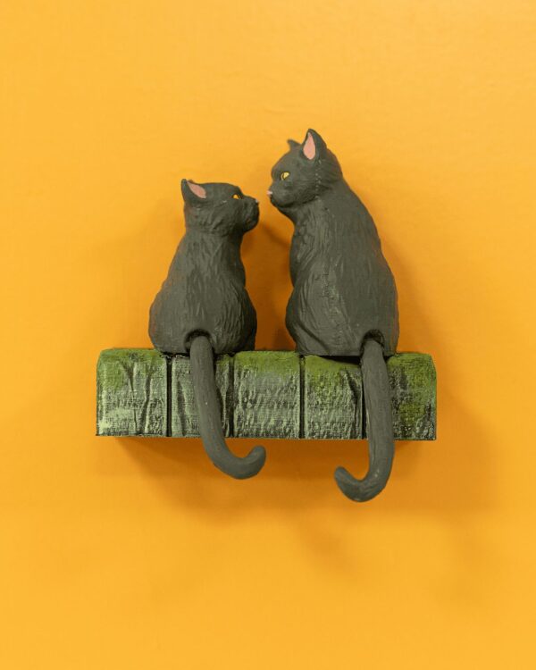 Cat Tail Couples Keyholder | Seasonal Home Decor, Valentine's Day Gift Ideas, Whimsical Key Organizer, Unique Gifts for Cat Lovers