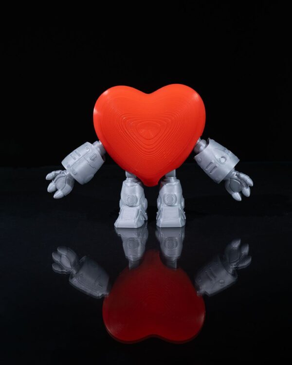 LoveRobot - Seasonal Valentine's Warm Up | 3D Printed Gift, Unique Home Decor, Romantic Sculpture, Valentine's Day Decor, Cute Robot | Fun Art