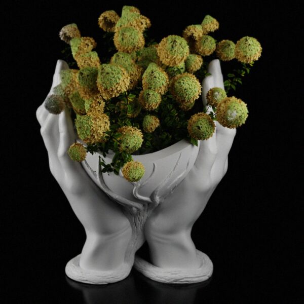 Heart Hands Vase | Heart with Hands Pot | Heart Planter with Branches | Statues | Planter | Vase | Unique Home Gift